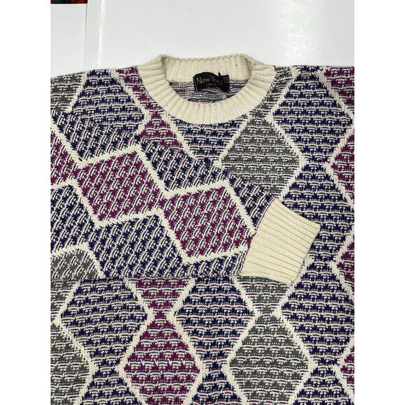 Vintage New Yorker Sweater Men’s Large Y2K Geometric Crew Neck - Picture 2 of 12